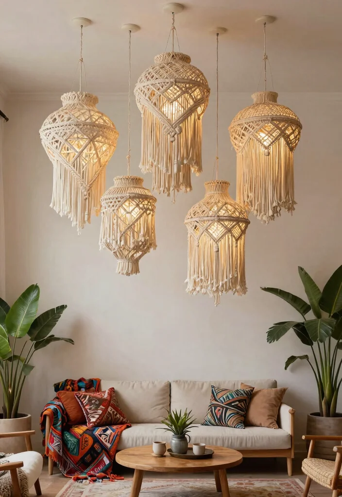 15 Modern Hanging Lamp Ideas for High Ceilings and Open Spaces 3 15 Modern Hanging Lamp Ideas for High Ceilings and Open Spaces - 3. Boho-Chic Macramé Lamps 1