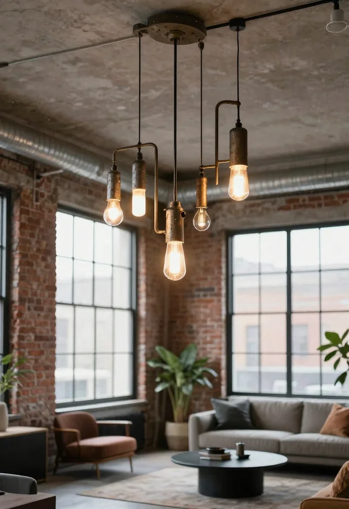 15 Modern Hanging Lamp Ideas for High Ceilings and Open Spaces 4 15 Modern Hanging Lamp Ideas for High Ceilings and Open Spaces - 4. Sleek Industrial Pipe Lights 1