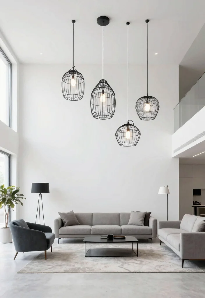 15 Modern Hanging Lamp Ideas for High Ceilings and Open Spaces 7 15 Modern Hanging Lamp Ideas for High Ceilings and Open Spaces - 7. Minimalist Wireframe Fixtures 1