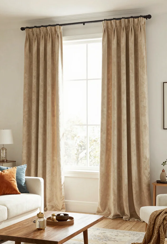 15 Velvet Living Room Curtains That Block Drafts and Noise - 15. Timeless Beige 1