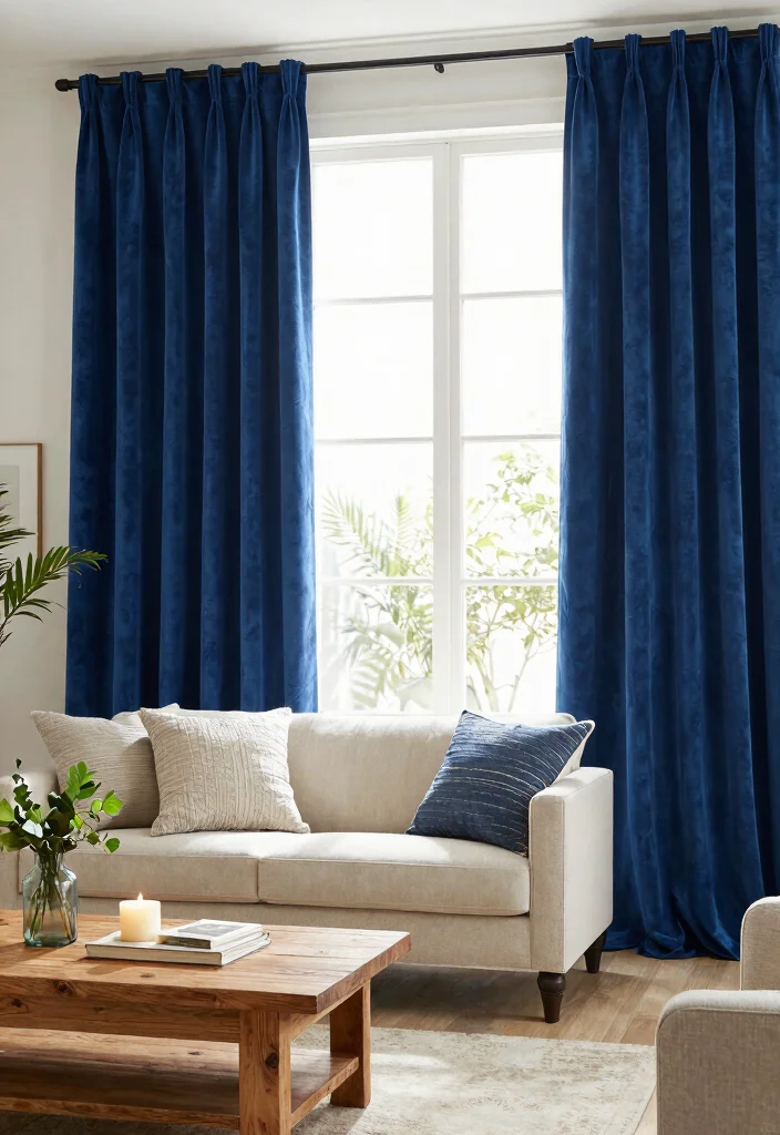15 Velvet Living Room Curtains That Block Drafts and Noise - 2. Royal Blue Serenity 1