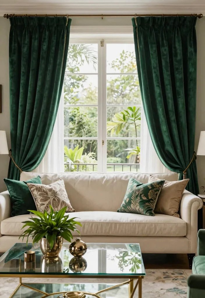 15 Velvet Living Room Curtains That Block Drafts and Noise - 4. Emerald Enchantment 1