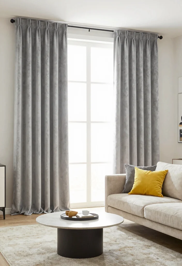 15 Velvet Living Room Curtains That Block Drafts and Noise - 9. Chic Light Gray 1