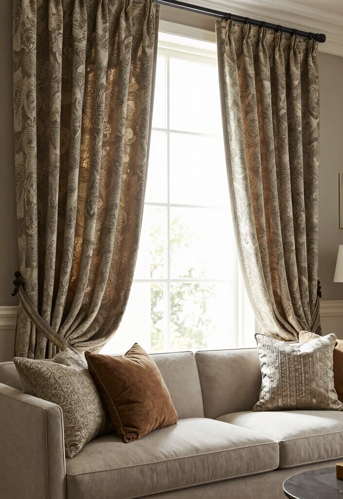 15 Vintage Curtains Living Room Setups That Don't Look Dated - 10. Textured Drapery for Added Depth 1