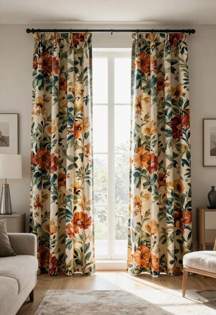 15 Vintage Curtains Living Room Setups That Don't Look Dated - 14. Vintage Curtains as a Statement Piece 1