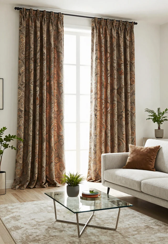 15 Vintage Curtains Living Room Setups That Don't Look Dated - 6. Vintage Patterns with Modern Furniture 1