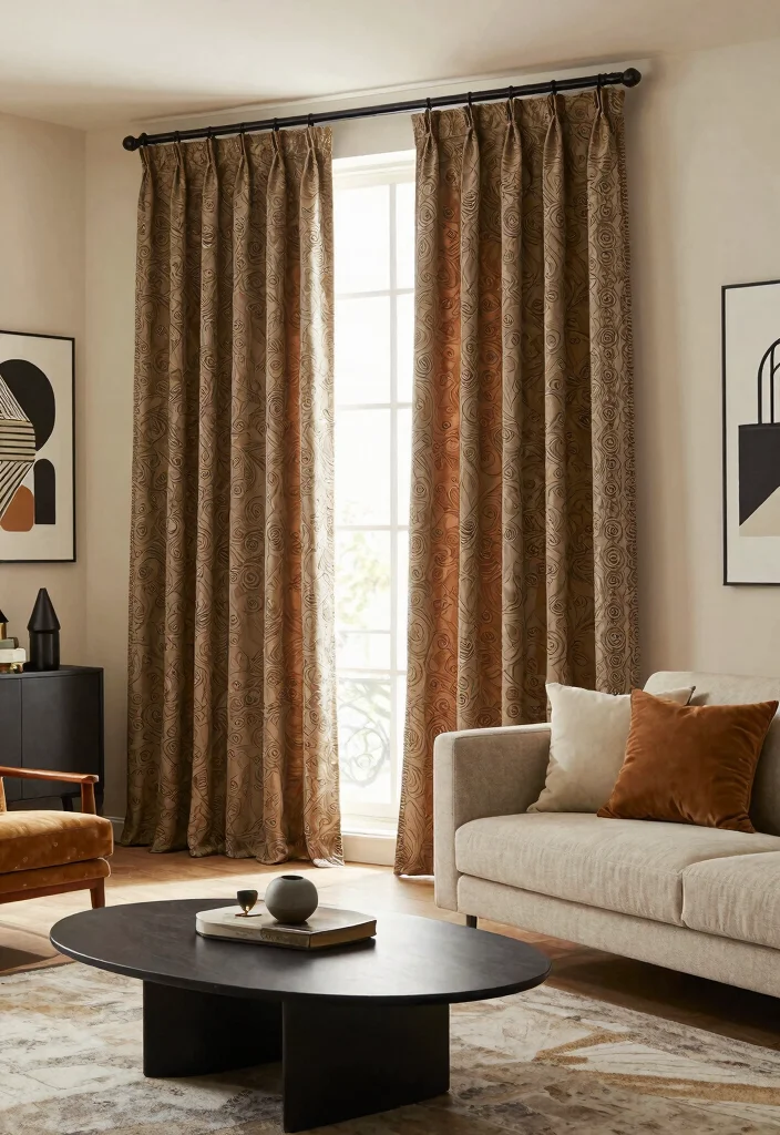 15 Vintage Curtains Living Room Setups That Don't Look Dated - 8. Vintage-Inspired Decor with Modern Accents 1