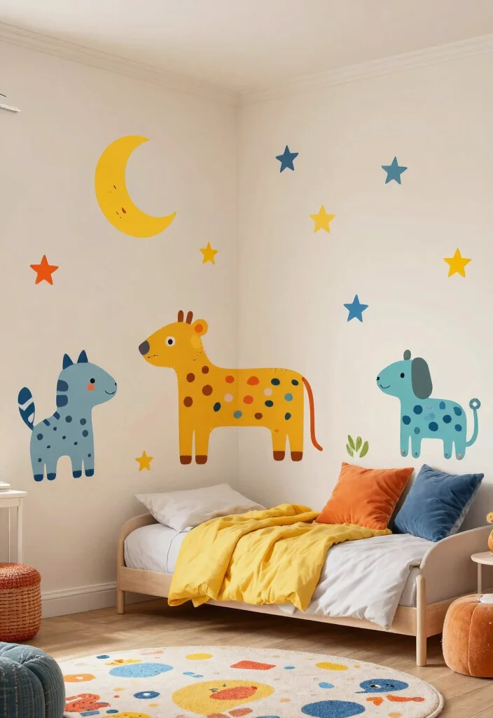 15 Vinyl Wall Decor Ideas for Renters That Remove Cleanly - 2. Whimsical Wall Decals 1