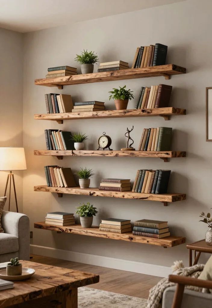 18 Floating Shelf Ideas That Hold Heavy Books Without Sagging 1 18 Floating Shelf Ideas That Hold Heavy Books Without Sagging - 1. Rustic Wooden Designs 1