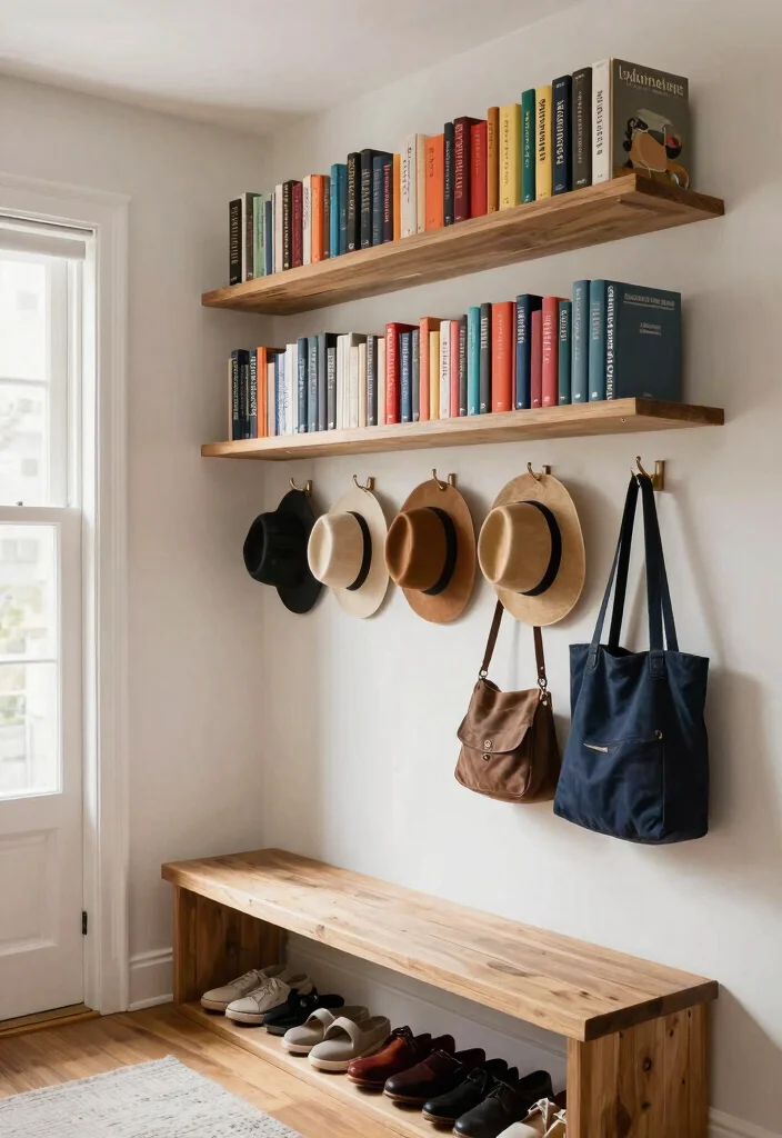 18 Floating Shelf Ideas That Hold Heavy Books Without Sagging 11 18 Floating Shelf Ideas That Hold Heavy Books Without Sagging - 11. Floating Bookshelves with Hooks 1