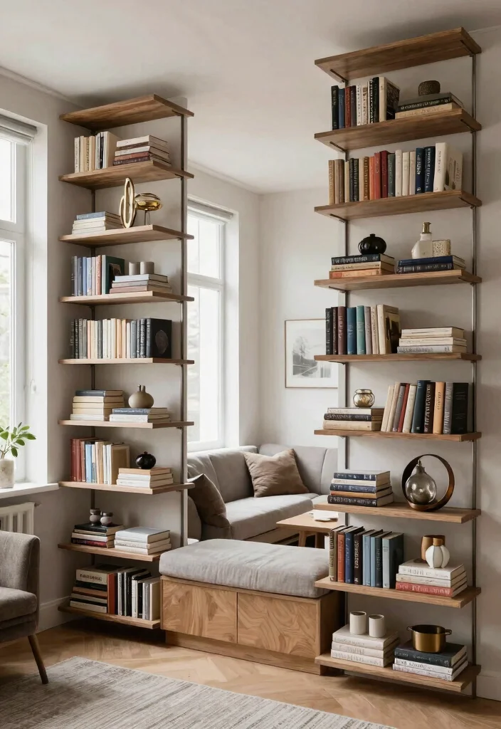 18 Floating Shelf Ideas That Hold Heavy Books Without Sagging 15 18 Floating Shelf Ideas That Hold Heavy Books Without Sagging - 15. Floating Shelves as Room Dividers 1