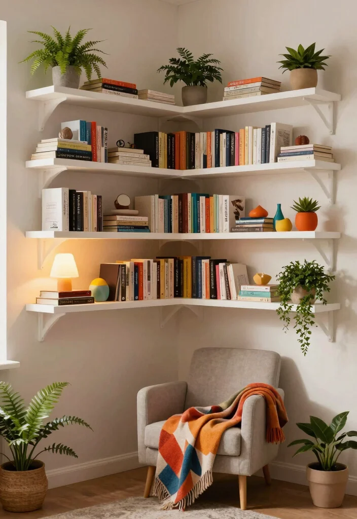 18 Floating Shelf Ideas That Hold Heavy Books Without Sagging 3 18 Floating Shelf Ideas That Hold Heavy Books Without Sagging - 3. L-Shaped Corner Shelves 1